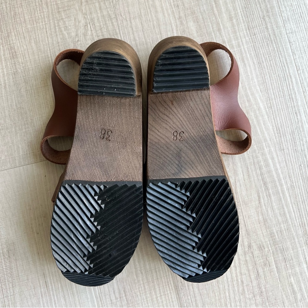 NWT Lotta from Stockholm Peep Toe Clogs - Cinnamon on Brown Base - Picture 5 of 8